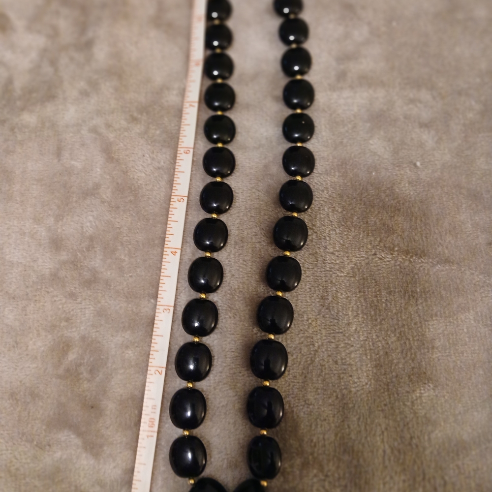 Black Beaded Statement Necklace - Classic Women's Jewelry
